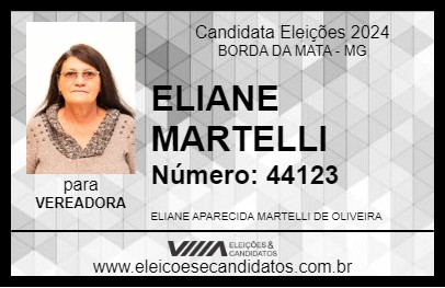 Candidato ELIANE MARTELLI 2024 - BORDA DA MATA - Eleições