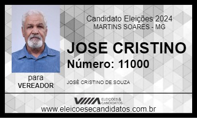 Candidato JOSE CRISTINO 2024 - MARTINS SOARES - Eleições