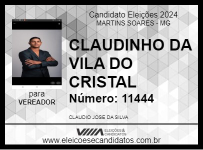 Candidato CLAUDINHO DA VILA DO CRISTAL 2024 - MARTINS SOARES - Eleições