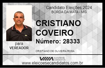 Candidato CRISTIANO COVEIRO 2024 - BORDA DA MATA - Eleições