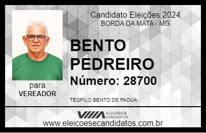 Candidato BENTO PEDREIRO 2024 - BORDA DA MATA - Eleições