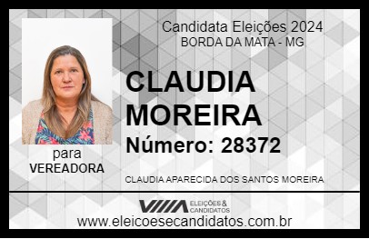 Candidato CLAUDIA MOREIRA 2024 - BORDA DA MATA - Eleições