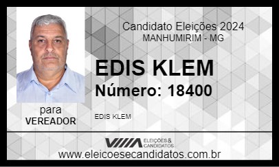 Candidato EDIS KLEM 2024 - MANHUMIRIM - Eleições