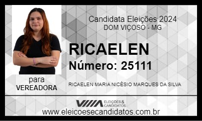 Candidato RICAELEN 2024 - DOM VIÇOSO - Eleições