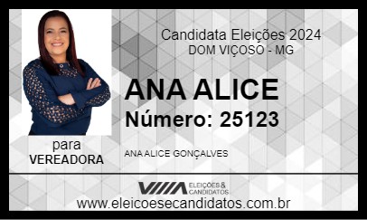 Candidato ANA ALICE 2024 - DOM VIÇOSO - Eleições