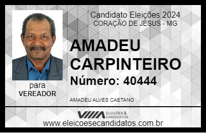 Candidato AMADEU CARPINTEIRO 2024 - CORAÇÃO DE JESUS - Eleições