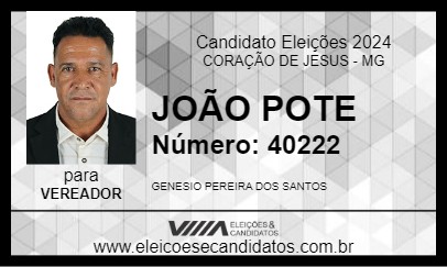 Candidato JOÃO POTE 2024 - CORAÇÃO DE JESUS - Eleições