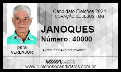 Candidato JANOQUES 2024 - CORAÇÃO DE JESUS - Eleições