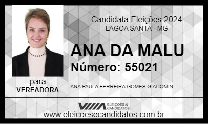 Candidato ANA DA MALU 2024 - LAGOA SANTA - Eleições