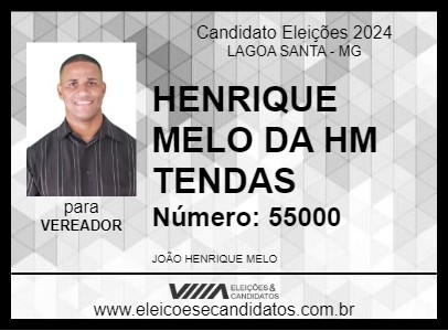 Candidato HENRIQUE MELO DA HM TENDAS 2024 - LAGOA SANTA - Eleições