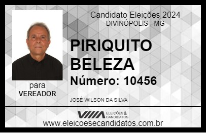 Candidato PIRIQUITO BELEZA 2024 - DIVINÓPOLIS - Eleições