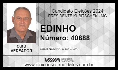 Candidato EDINHO 2024 - PRESIDENTE KUBITSCHEK - Eleições