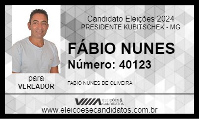 Candidato FÁBIO NUNES 2024 - PRESIDENTE KUBITSCHEK - Eleições