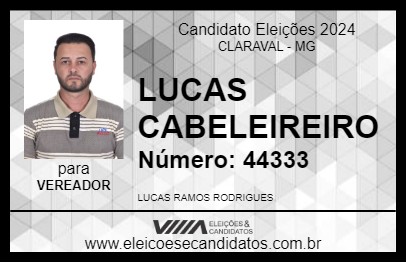 Candidato LUCAS CABELEIREIRO 2024 - CLARAVAL - Eleições