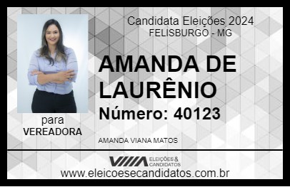 Candidato AMANDA DE LAURÊNIO 2024 - FELISBURGO - Eleições