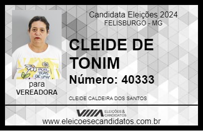 Candidato CLEIDE DE TONIM  2024 - FELISBURGO - Eleições