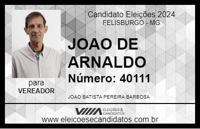 Candidato JOAO DE ARNALDO 2024 - FELISBURGO - Eleições