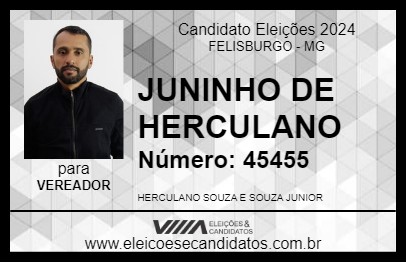 Candidato JUNINHO DE HERCULANO 2024 - FELISBURGO - Eleições