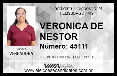 Candidato VERONICA DE NESTOR 2024 - FELISBURGO - Eleições