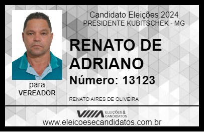 Candidato RENATO DE ADRIANO 2024 - PRESIDENTE KUBITSCHEK - Eleições