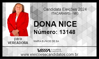 Candidato DONA NICE 2024 - ITACARAMBI - Eleições