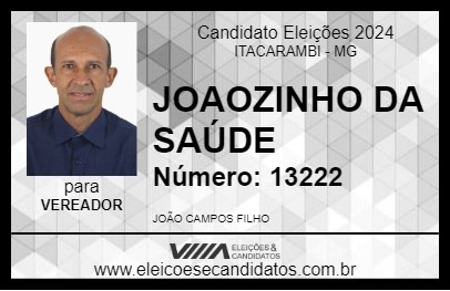 Candidato JOAOZINHO DA SAÚDE 2024 - ITACARAMBI - Eleições