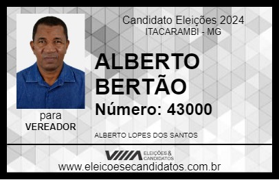 Candidato ALBERTO BERTÃO 2024 - ITACARAMBI - Eleições