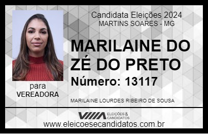 Candidato MARILAINE DO ZÉ DO PRETO 2024 - MARTINS SOARES - Eleições