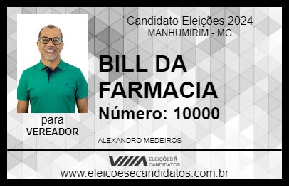 Candidato BILL DA FARMACIA 2024 - MANHUMIRIM - Eleições