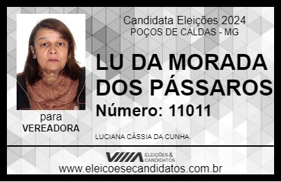 Candidato LU DA MORADA DOS PÁSSAROS 2024 - POÇOS DE CALDAS - Eleições