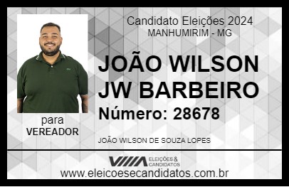 Candidato JOÃO WILSON JW BARBEIRO 2024 - MANHUMIRIM - Eleições