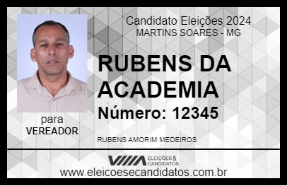 Candidato RUBENS DA ACADEMIA 2024 - MARTINS SOARES - Eleições