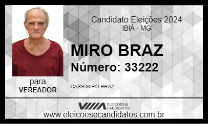 Candidato MIRO BRAZ 2024 - IBIÁ - Eleições