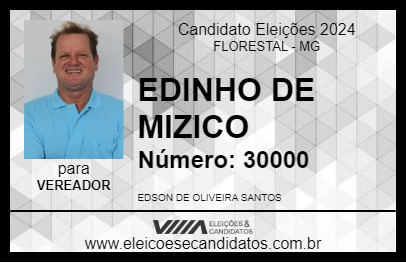 Candidato EDINHO DE MIZICO 2024 - FLORESTAL - Eleições