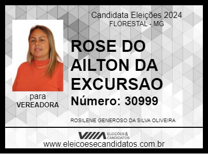 Candidato ROSE DO AILTON DA EXCURSAO 2024 - FLORESTAL - Eleições