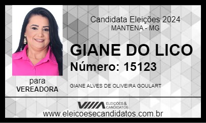 Candidato GIANE DO LICO 2024 - MANTENA - Eleições