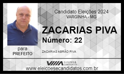 Candidato ZACARIAS PIVA 2024 - VARGINHA - Eleições