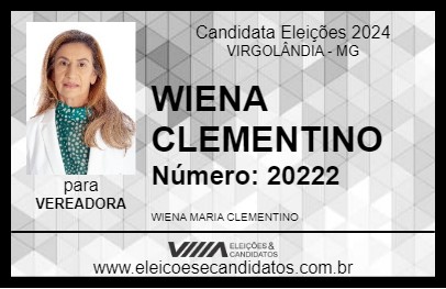 Candidato WIENA CLEMENTINO 2024 - VIRGOLÂNDIA - Eleições