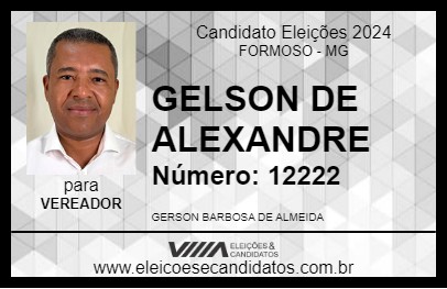 Candidato GELSON DE ALEXANDRE 2024 - FORMOSO - Eleições