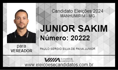 Candidato JUNIOR SAKIM 2024 - MANHUMIRIM - Eleições