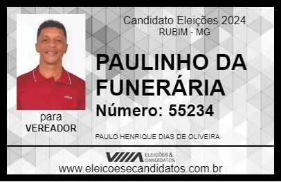 Candidato PAULINHO DA FUNERÁRIA 2024 - RUBIM - Eleições