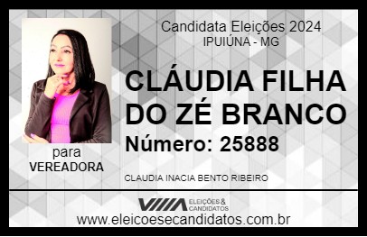 Candidato CLÁUDIA FILHA DO ZÉ BRANCO 2024 - IPUIÚNA - Eleições