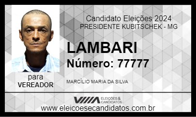 Candidato LAMBARI 2024 - PRESIDENTE KUBITSCHEK - Eleições