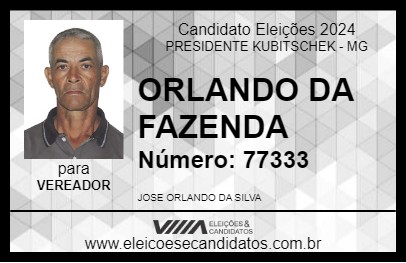 Candidato ORLANDO DA FAZENDA 2024 - PRESIDENTE KUBITSCHEK - Eleições