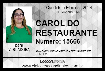 Candidato CAROL DO RESTAURANTE 2024 - JESUÂNIA - Eleições