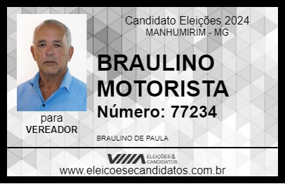 Candidato BRAULINO MOTORISTA 2024 - MANHUMIRIM - Eleições