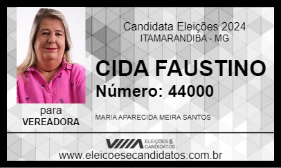 Candidato CIDA FAUSTINO 2024 - ITAMARANDIBA - Eleições