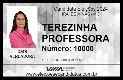 Candidato TEREZINHA PROFESSORA 2024 - IRAÍ DE MINAS - Eleições