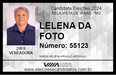 Candidato LELENA DA FOTO 2024 - BELA VISTA DE MINAS - Eleições