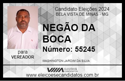 Candidato NEGÃO DA BOCA 2024 - BELA VISTA DE MINAS - Eleições